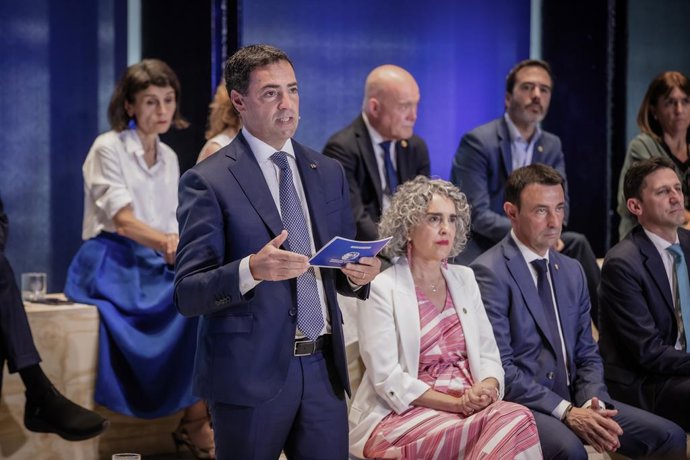 El lehendakari, Imanol Pradales, preside el acto de balance y proyección de futuro 'Ongizatean hazi, Herria hazi-Crecer como País, crecer en bienestar', en el Palacio de Ajuria Enea, a 23 de junio de 2026, en Vitoria, Álava, País Vasco (España). El acto e