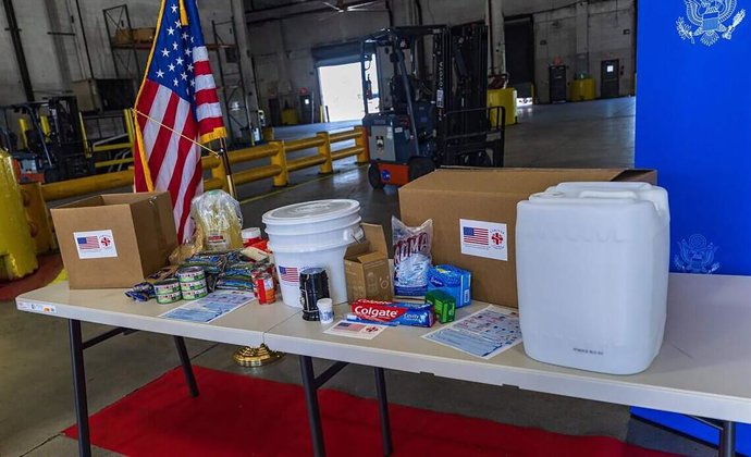 July 21, 2026, Fl, USA: Display of items that included 700 hygiene kits and 700 food items, part of a humanitarian assistance cargo delivery operation to Cuba, part of Secretary of State Marco RubioĂ˘ââ˘s offer in May of a U.S. government humanitarian 