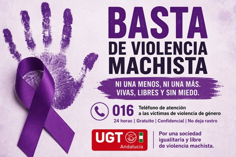 UGT-A resalta la escalada de asesinatos machistas y pide reforzar las políticas de prevención y protección.