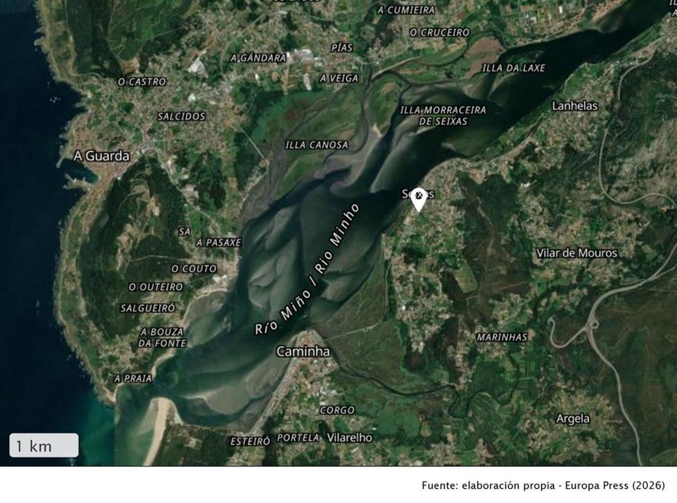 Desaparece un joven de 23 años en aguas del río Miño tras ser arrastrado por la corriente mientras se bañaba en Caminha (Portugal).
