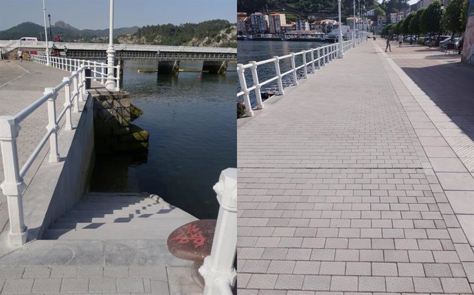 Obras en el muelle de Ribadesella.