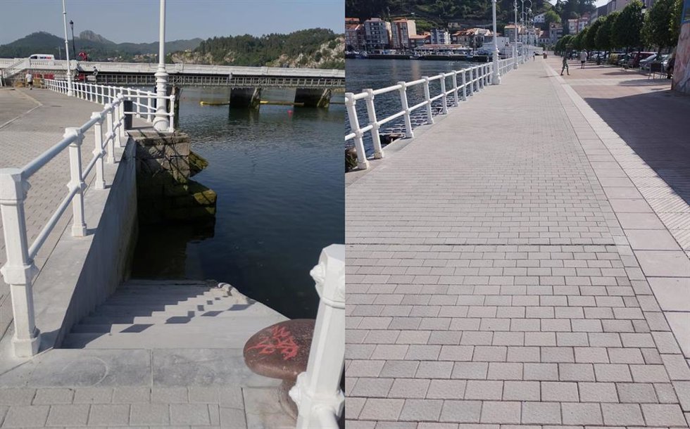 Obras en el muelle de Ribadesella.