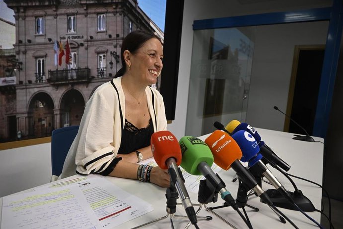 La candidata del PP a la Alcaldía de Ourense, Ana Méndez, comparece en rueda de prensa para tratar asuntos de actualidad