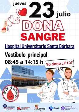 Cartel de la donación prevista en Soria.