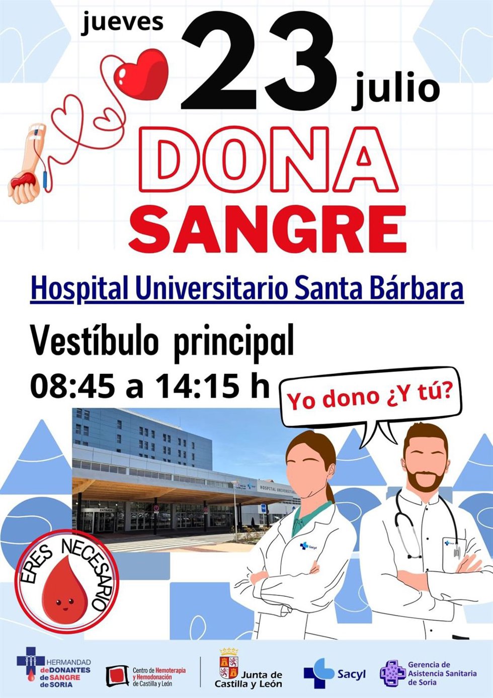 Cartel de la donación prevista en Soria.