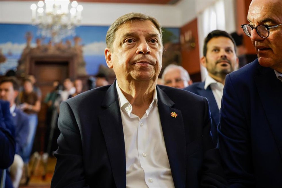 El ministro de Agricultura, Pesca y Alimentación, Luis Planas, durante la celebración del acto institucional de clausura de los eventos de conmemoración de los aniversarios de las Reservas Marinas de Interés Pesquero de Canarias, a 22 de julio de 2026, en