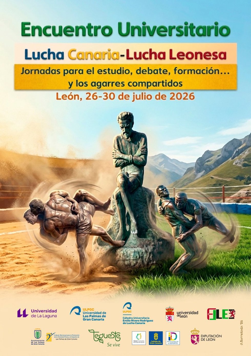 Cartel del I Encuentro Interuniversitario de Luchas Tradicionales que acogerá la próxima semana la Universidad de León.