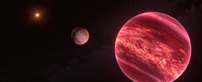 Reproducción artística de CD-35 2722, un sistema con un objeto similar a la luna (