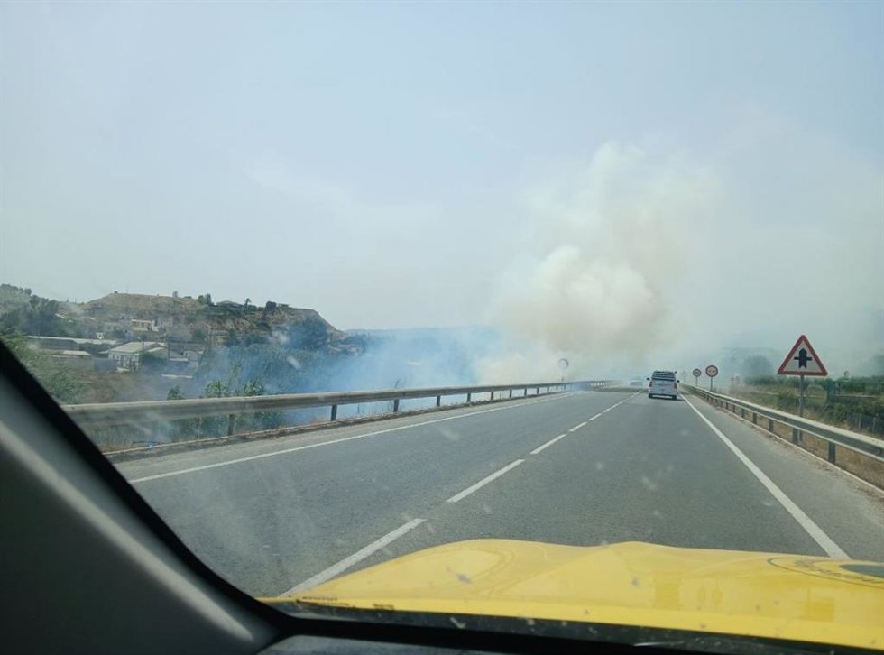 Extinguido un incendio en unos cultivos abandonados junto a Puente Nuevo de La Algaida, en Archena