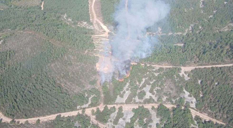 Más de una veintena de medios aéreos y terrestres trabaja en un incendio accidental en Castropodame (León)