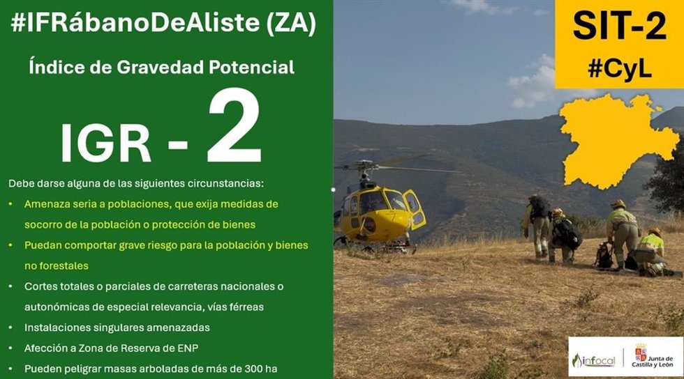 Declarado de gravedad 2 un incendio en Rábano de Aliste (Zamora)