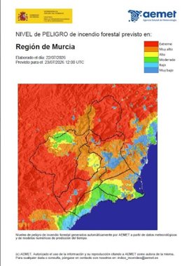 Riesgo incendio forestal en la Región de Murcia