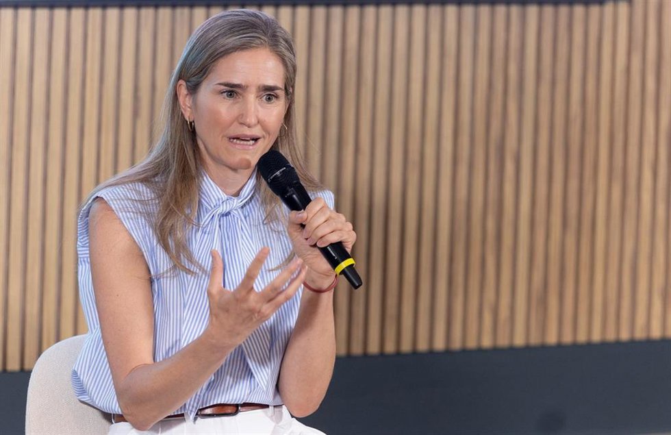 La vicepresidenta tercera y ministra para la Transición Ecológica y el Reto Demográfico, Sara Aagesen, durante la presentación de ‘España emprende: innovación para la resiliencia climática’, en Espacio The Sixty, a 22 de julio de 2026, en Madrid (España).