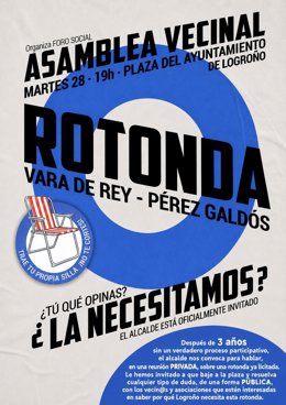 El Foro Social de La Rioja convoca el martes 28 en la Plaza del Ayuntamiento a una asamblea vecinal sobre la construcción de la rotonda en Vara de Rey