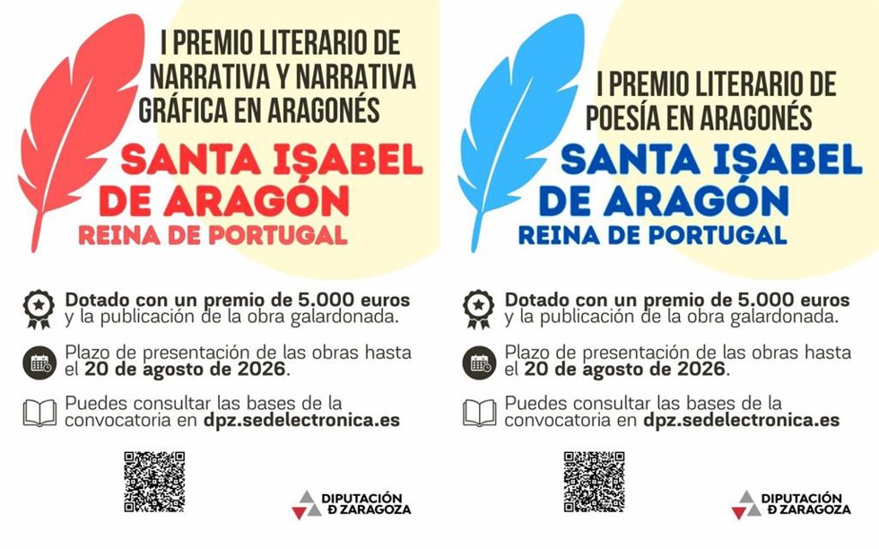 La DPZ convoca la I edición de sus premios Santa Isabel de poesía, narrativa y narrativa gráfica en aragonés.