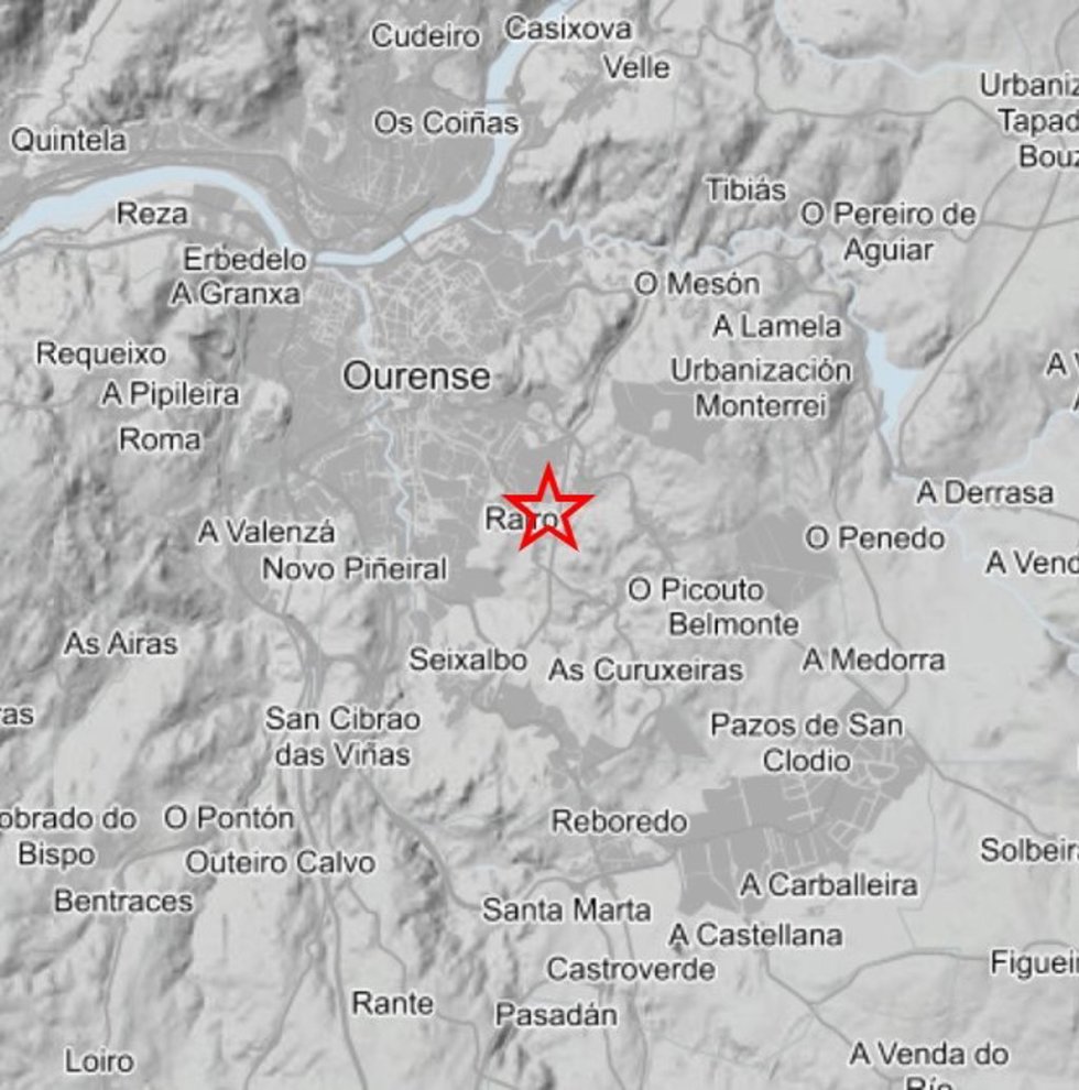 Captura del terremoto registrado en Ourense durante la madrugada de este jueves, 23 de julio de 2026, de magnitud 2,7