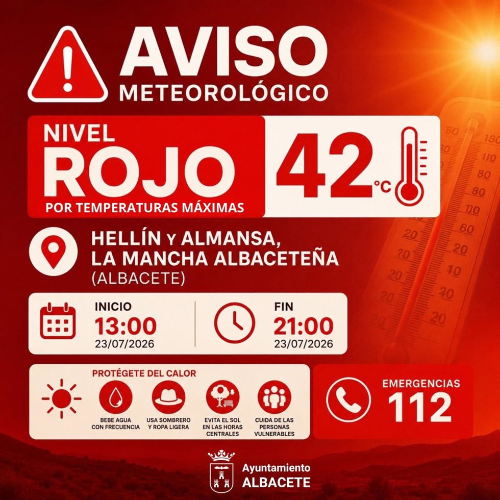 El Ayuntamiento recomienda a los ciudadanos precaución ante la alerta roja por calor, y activa medidas preventivas para el personal de limpieza viaria, recogida de basura y zonas verdes