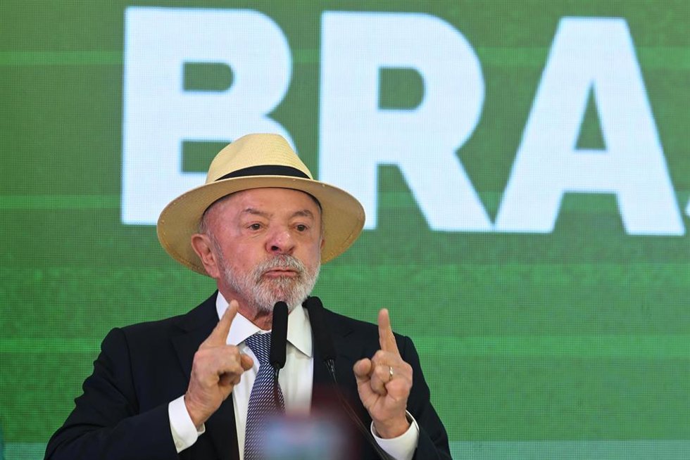 Luiz Inácio Lula da Silva, presidente de Brasil, durante la presentación de unas ayudas para responder a los aranceles de EEUU.