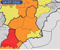 La Aemet activa aviso naranja este viernes por temperaturas de hasta 42 grados en casi toda la Región