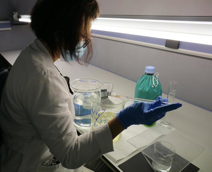 Archivo - Una empleada sostiene una probeta en el Instituto Nacional de Toxicología y Ciencias Forenses (INTCF), en Las Rozas, a 9 de febrero de 2022, en Madrid (España). 