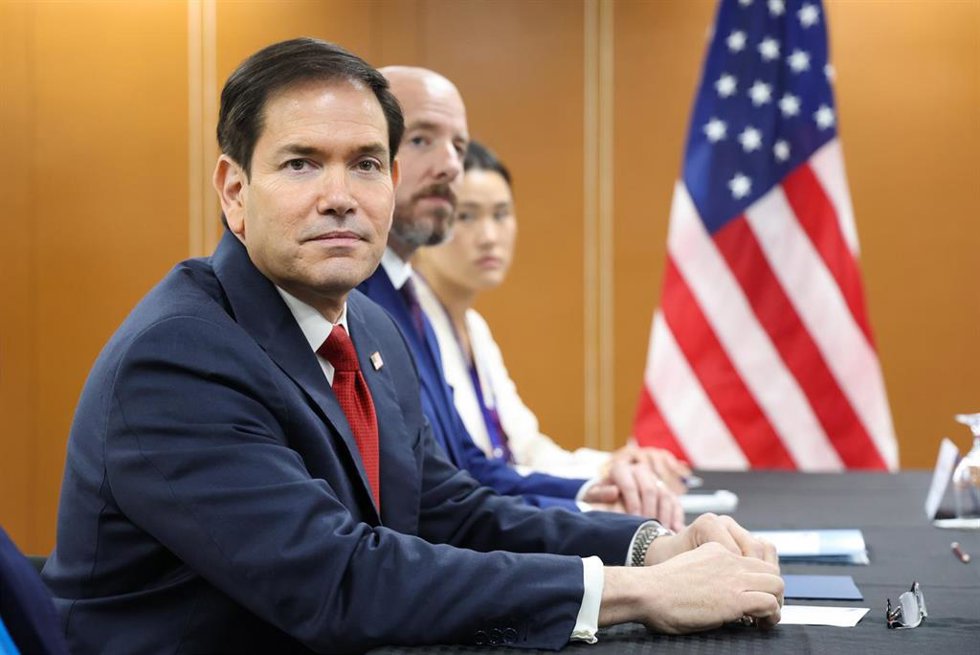 El secretario de EEUU de Estado, Marco Rubio, durante una reunión en los márgenes de la cumbre de la ASEAN.