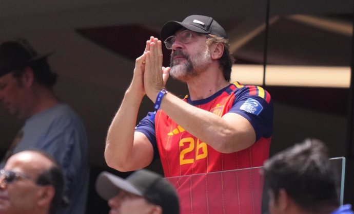 Javier Bardem attends during the FIFA World Cup 2026 Quarter Final match between Spain and Belgium at Los Angeles Stadium on July 10, 2026 in Inglewood, California.