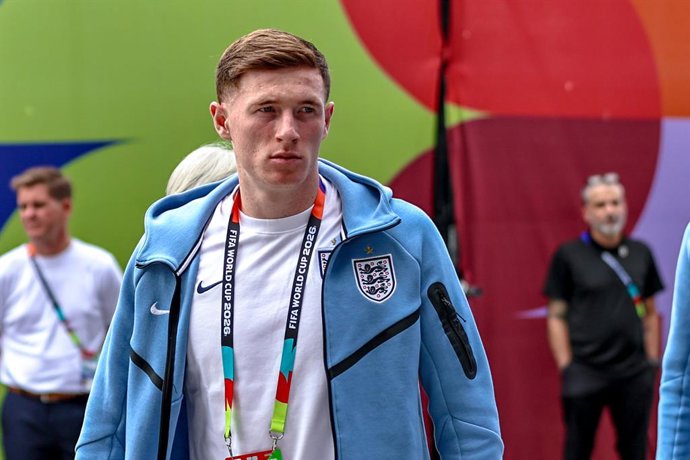 MIAMI GARDENS, FL - JULY 18: Elliot Anderson #8 of England is seen arriving for a FIFA World Cup 26 Bronze Final match between France and England on July 18,2026 at Miami Stadium, in Miami Gardens, Fla.