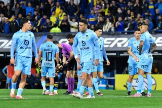 Futbol, Boca Juniors vs OHiggins  Copa Sudamericana 2026. Jugadores de OHiggins durante el partido de playoffs de la Copa Sudamericana contra Boca Juniors, realizado en el Estadio La Bombonera de Buenos Aires,