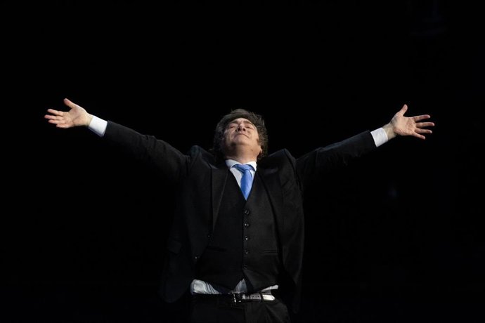 Archivo - El presidente de Argentina, Javier Milei, durante el acto de clausura del Madrid Economic Forum, en el Palacio de Vistalegre de Madrid el pasado 14 de marzo