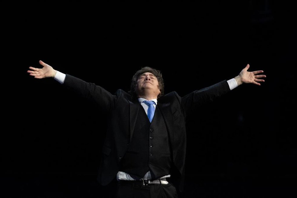Archivo - El presidente de Argentina, Javier Milei, durante el acto de clausura del Madrid Economic Forum, en el Palacio de Vistalegre de Madrid el pasado 14 de marzo