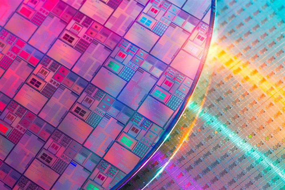 Imagen de archivo de una oblea de microchip.