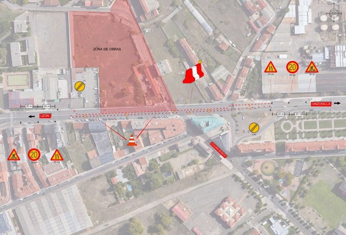 Imagen de las restricciones de circulación que habrá en la avenida Antibióticos de León a partir del 27 de julio.