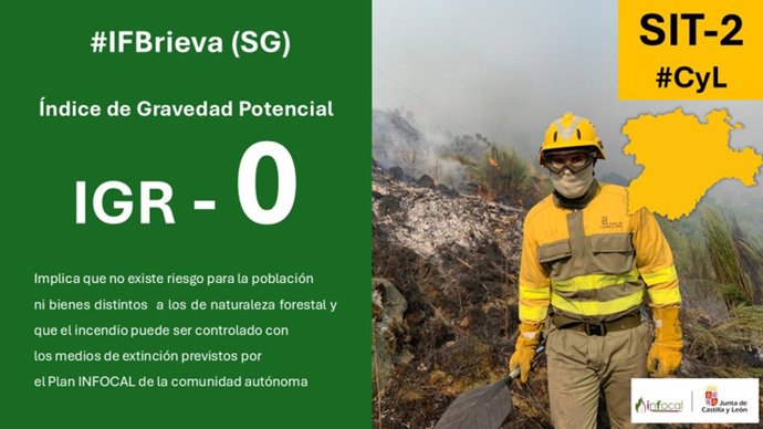 Rebajado a IGR-0 el incendio de Brieva (Segovia).