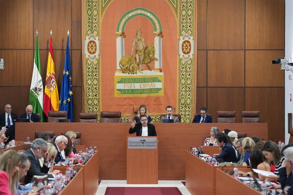 El portavoz de Adelante Andalucía, José Ignacio García interviene en el Pleno del Parlamento andaluz. A 23 de julio de 2026 en Sevilla (Andalucía, España). (Foto de archivo).