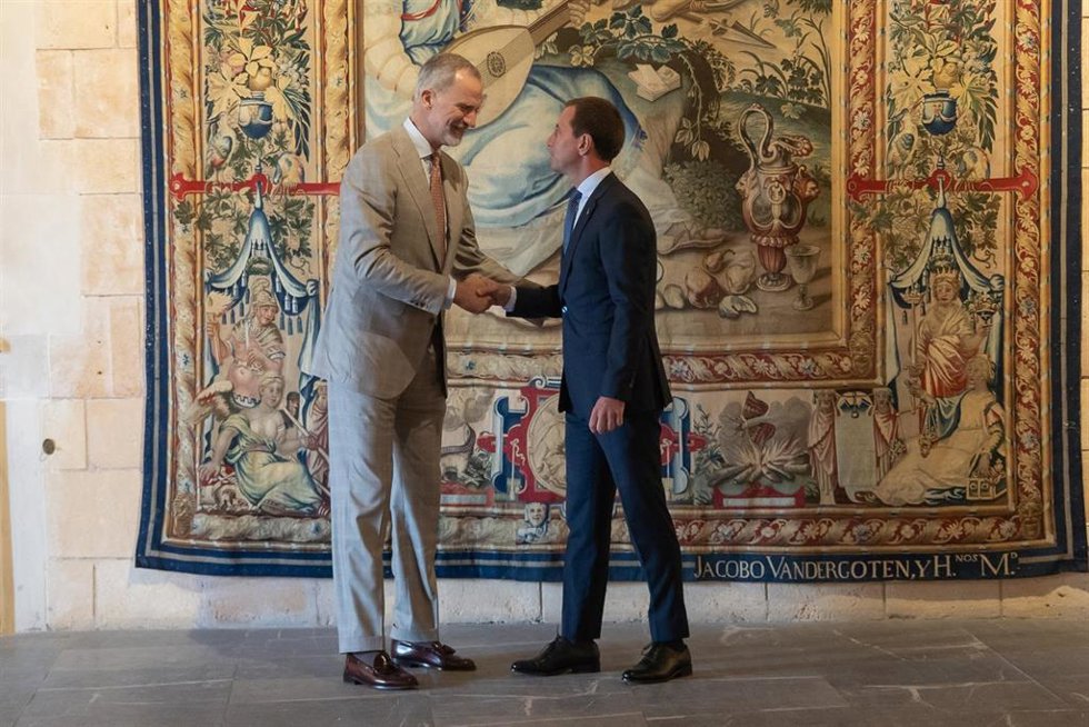 El presidente del Consell de Mallorca, Llorenç Sebastiá, durante una audiencia con el rey Felipe VI en el Palacio Real de la Almudaina, a 24 de julio de 2026, en Palma de Mallorca, Baleares (España). 