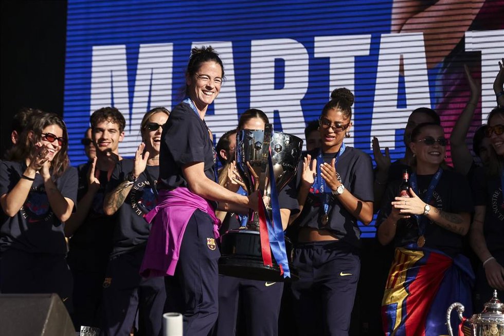 Archivo - Marta Torrejón en la celebración de la Champions 2026 ganada por el Barça Femení
