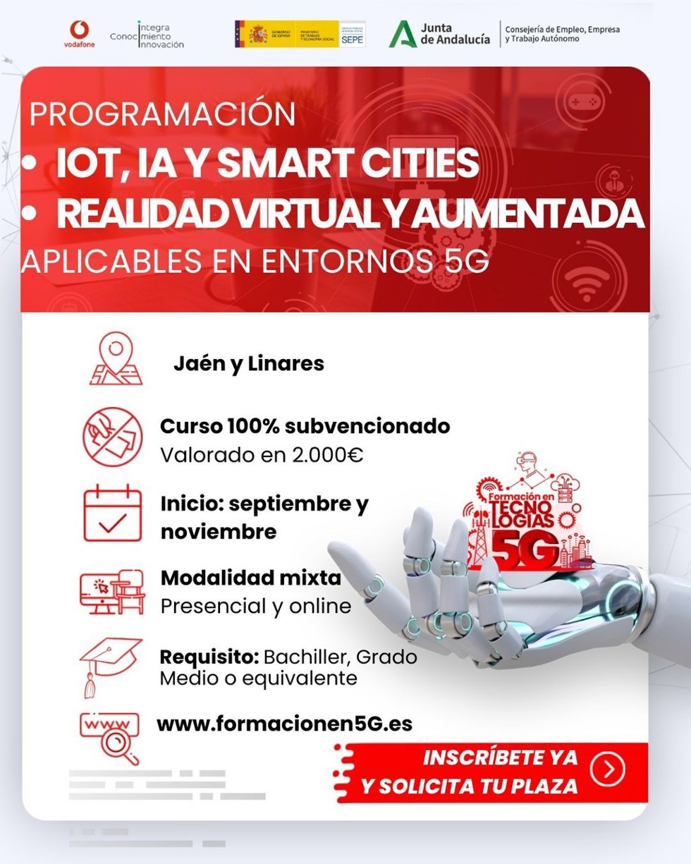 Cartel de los cursos que se van a impartir en Jaén capital y Linares