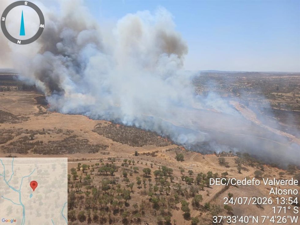 Incendio declarado en Alosno (Huelva).