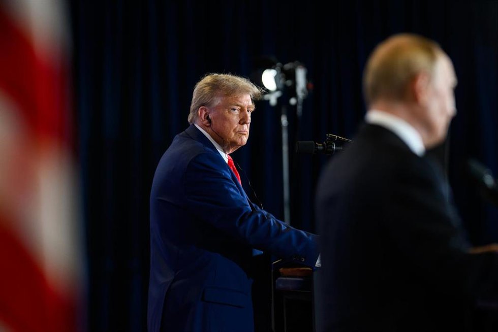 Archivo - Donald Trump y Vladimir Putin durante la cumbre de agosto de 2025 en Anchorage (Alaska) 