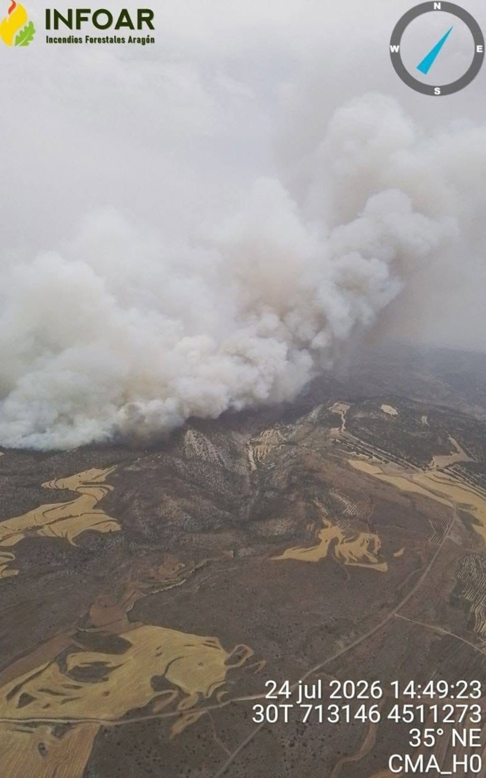 Incendio forestal en Ejulve (Teruel).