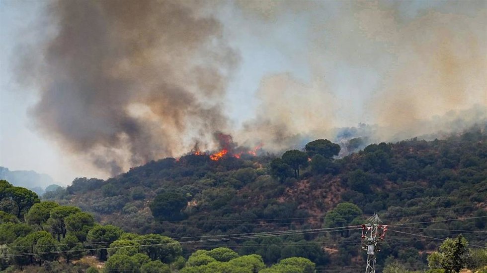 Imágenes del incendio forestal declarado este viernes en un paraje de Cerro Muriano, a 24 de julio de 2026, en Cerro Muriano, Córdoba, Andalucía (España). 