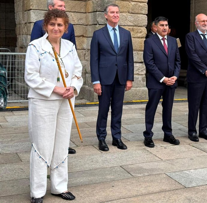Goretti Sanmartín en la Praza do Obradoiro.