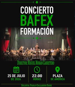 Cartel del concierto que la Banda Federal de Extremadura da el sábado 25 de julio en Villafranca de los Barros (Badajoz).