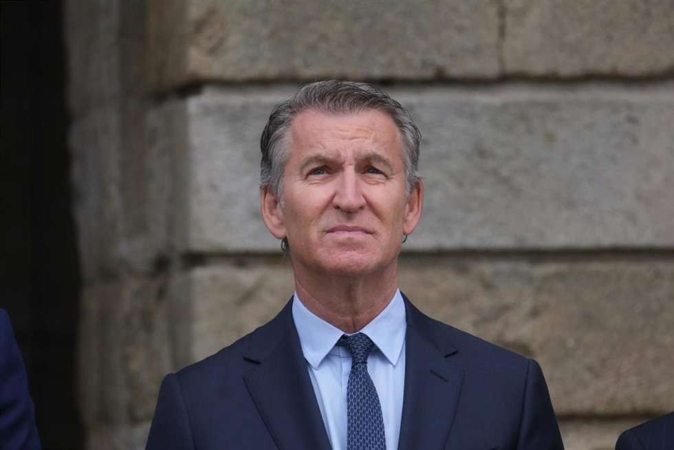 El presidente del Partido Popular, Alberto Núñez Feijóo, en los actos institucionales del Día de Galicia.