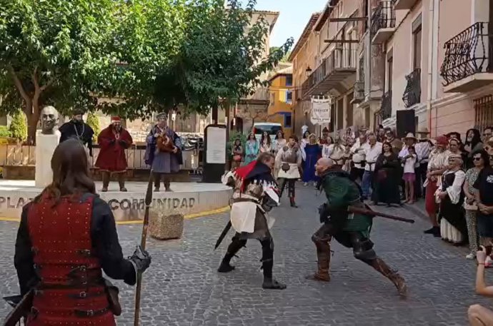 Una de las recreaciones de este sábado en la Feria Medieval de Daroca.