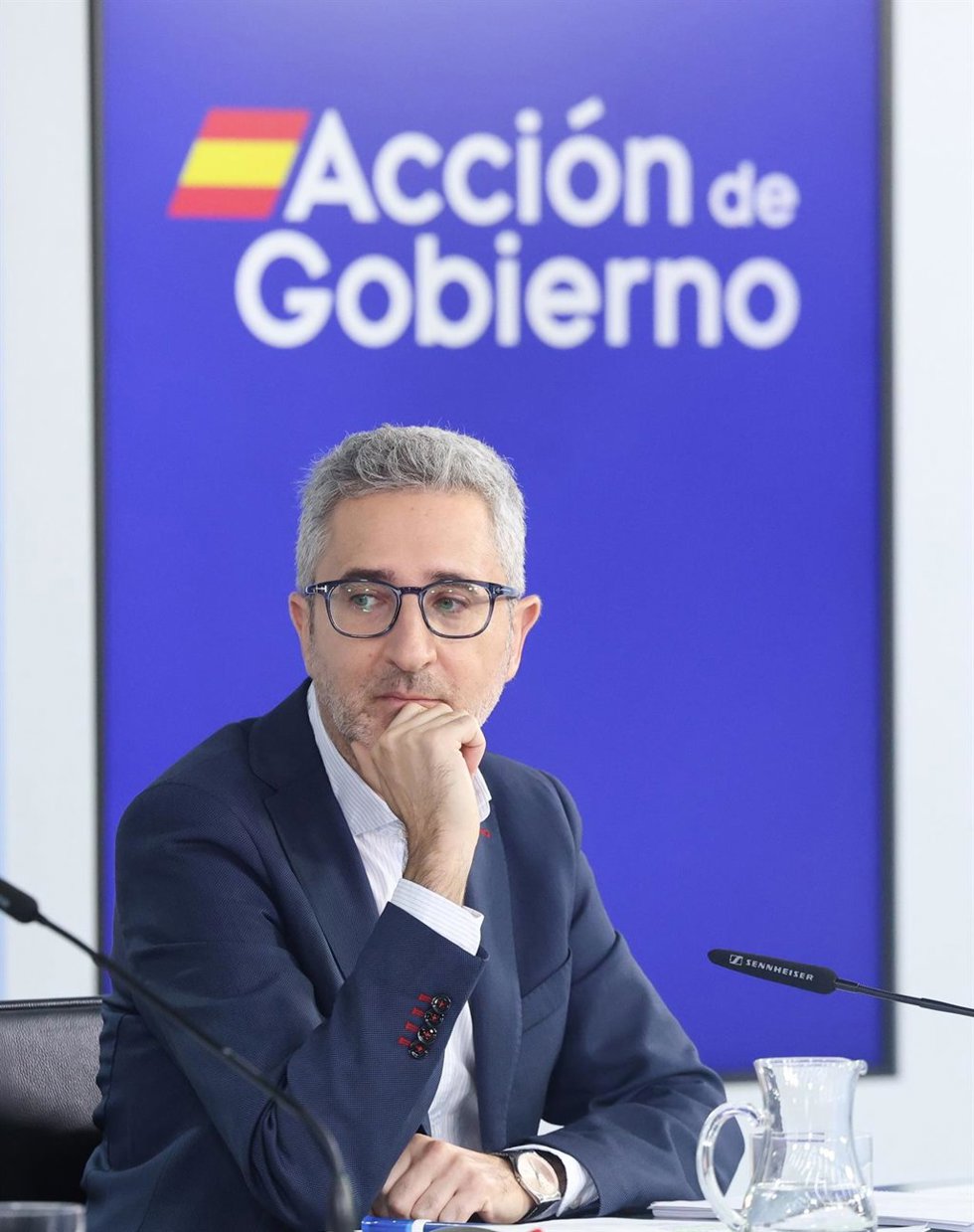 El ministro de Hacienda, Arcadi España, durante una rueda de prensa tras el Consejo de Ministros, a 7 de julio de 2026, en Madrid (España). El Consejo de Ministros ha aprobado el límite de gasto no financiero, conocido como techo de gasto, y los objetivos