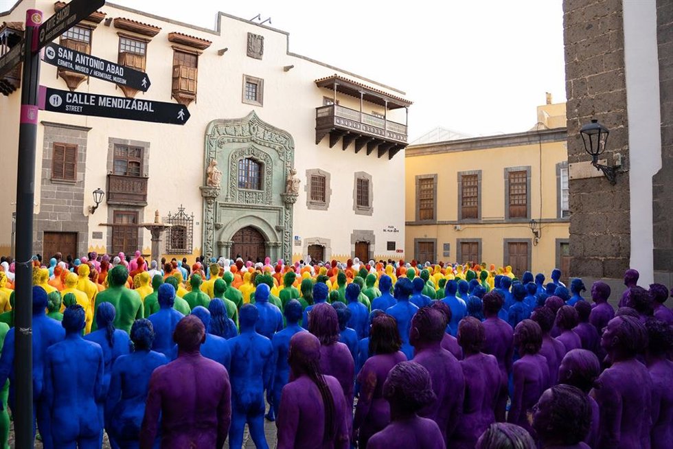 Una de las imágenes que ha creado y fotografiado el artista Spencer Tunick en Vegueta, en Las Palmas de Gran Canaria