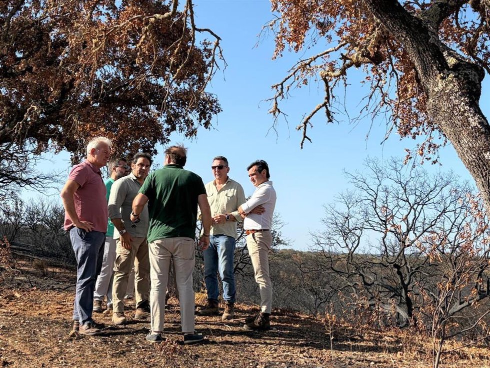 Asaja muestra a los delegados territoriales el alcance de los daños provocados por los incendios del Andévalo