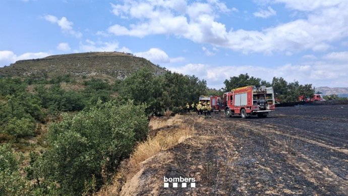 Imatge de l'incendi a Tremp (Lleida)