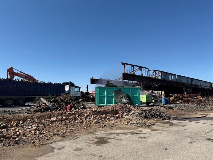Cocheras incendiadas de Burgos, que serán reconstruidas antes de final de año.